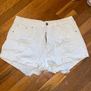 White jean shorts